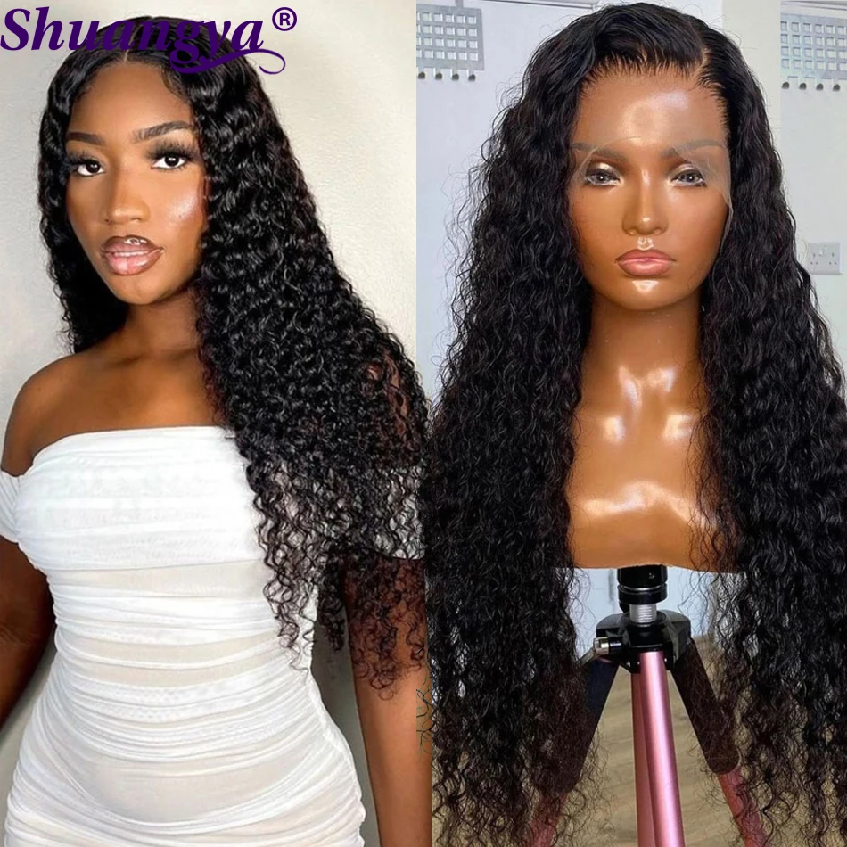 

13x 4 парик фронта шнурка водная волна 30 дюймов Hd прозрачный кружевной передний al парик человеческих волос парики для черных женщин Shuangya Воло...