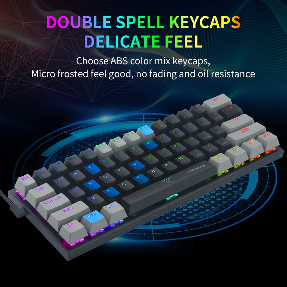 61 keys mechanical keyboard game keypad rgb backlight type c usb wired waterproof 60 pc gaming keyboard for pc desktop laptop free global shipping