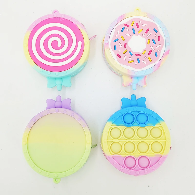 

Decompression Adult Child Sensory Gifts Fidget Toy Lollipop Donuts Coin Purse No Strap Kawaii Stress Relief Squishy for Kids Toy