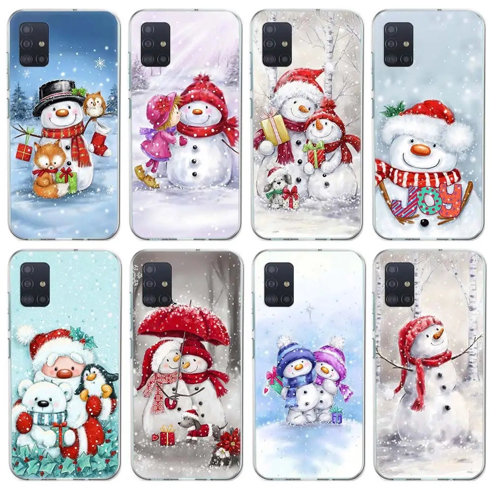 

Winter Cute Snowmen Case Funda For Samsung Galaxy A51 A71 A42 5G A50 A70 A30 A40 A10S A20E A91A6 A7 A8 A9 Phone Cover Coque Capa