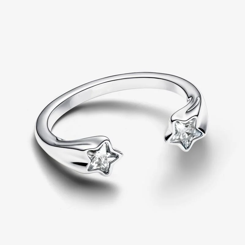 Открытое кольцо со звездами подлинное ювелирное из стерлингового серебра 925