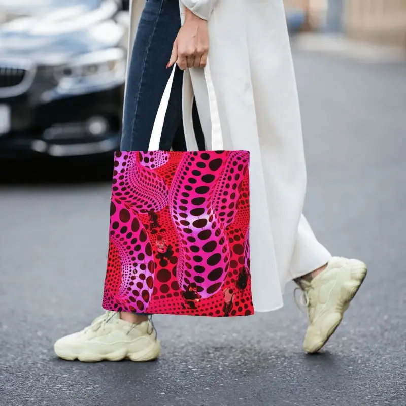 Многоразовая сумка для покупок Yayoi Kusama Женская Холщовая Сумка-тоут через плечо