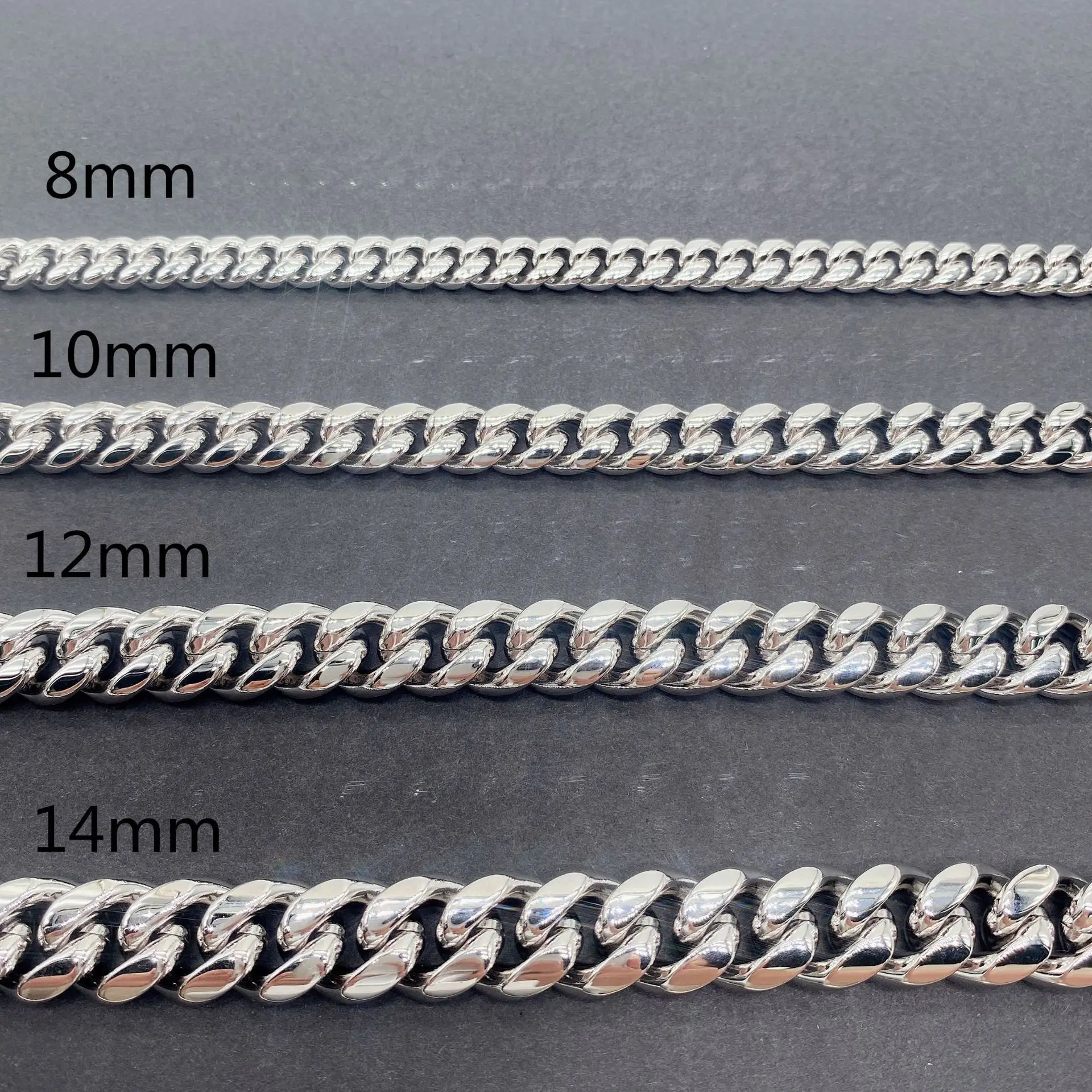 Dropshipping Customizable 12mm 9inch 24inch Stainless Steel with 925 Silver Mosan Buttonhead Gold Plated Jewelry Cuban Chain