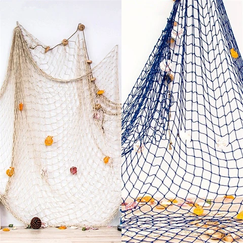 Рыболовная сеть в стиле океана, мягкая рыболовная сеть, ручной поплавок,  настенное украшение