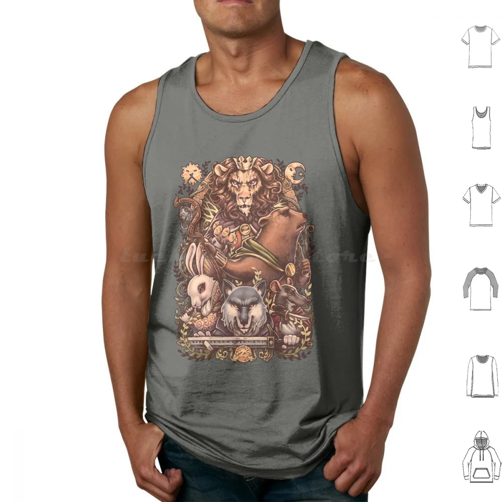 

Armello-Battle For The Crown Tank Tops Print Cotton Armello Heroes Dollmaker Contest Traditional Lion Rabbit Bunny