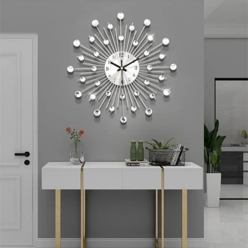 Минималистичные металлические настенные часы большие стеклянные Хрустальные