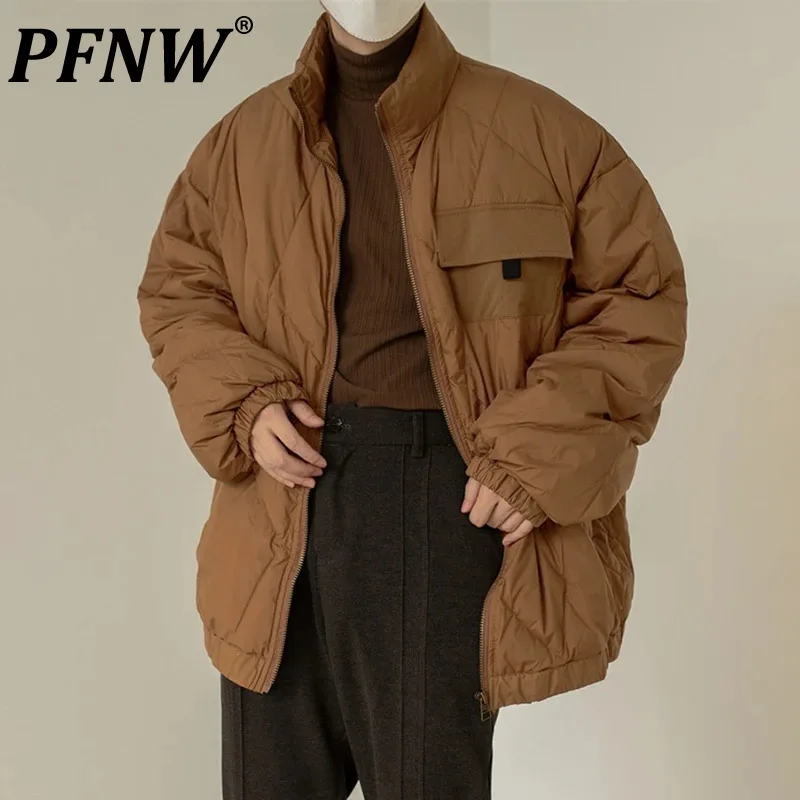PFNW Мужские стеганые пальто с воротником-стойкой новинка 2024 модные утепленные