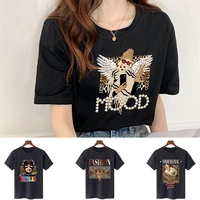 t shirt summer 2022 new women round neck short sleeve top casual breathable clothing tshirts leopard print all match shirt tees