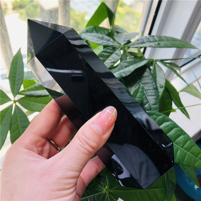 15 см натуральные большие черные кристаллы обсидиана башня натуральный кристалл