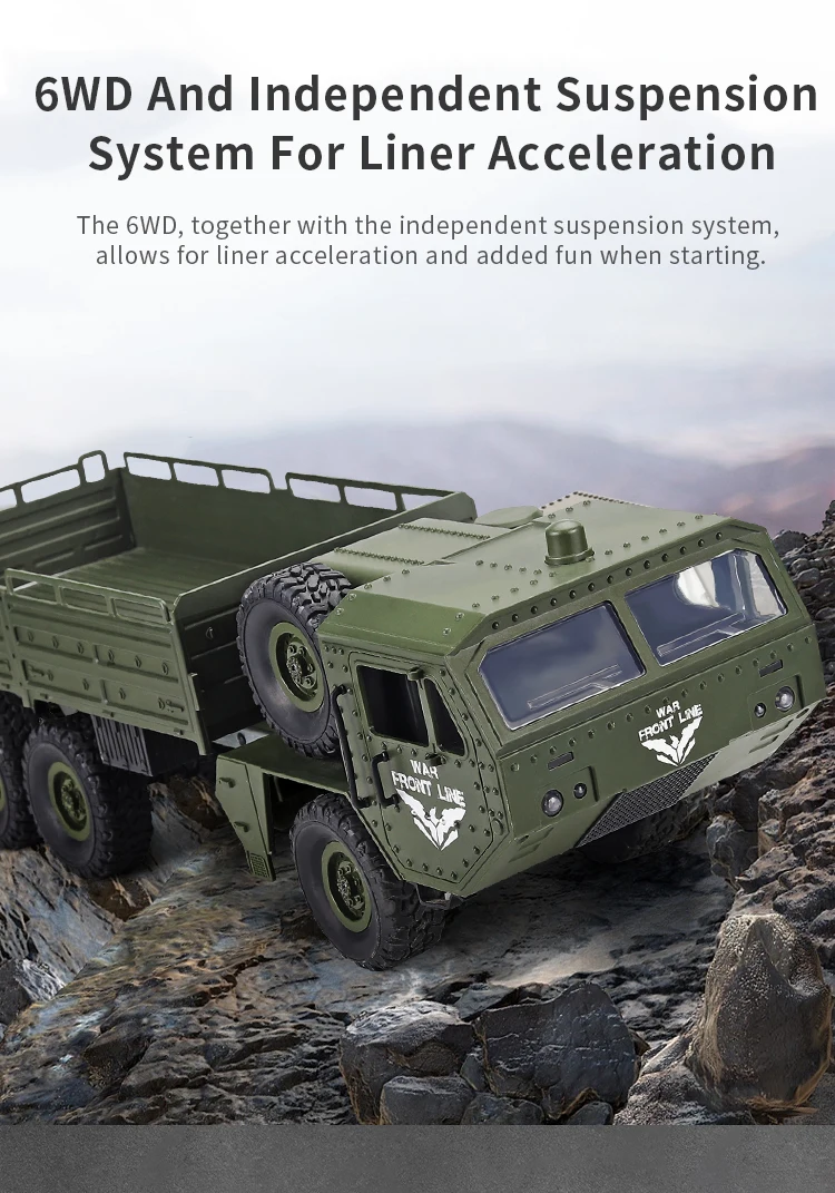 Радиоуправляемый автомобиль 1:16 2,4 ГГц 6WD игрушки с дистанционным управлением Грузовик внедорожник Rock Crawler RC военный грузовик для детей Пода... (art.: 3920bd4e9d738) - 3920bd4e9d738