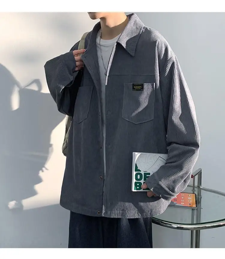 Spring Autumn Winter Fashion Man Solid Casual Corduroy Shirt Men's Loose Tess Cool Boys All Match Soft Coat