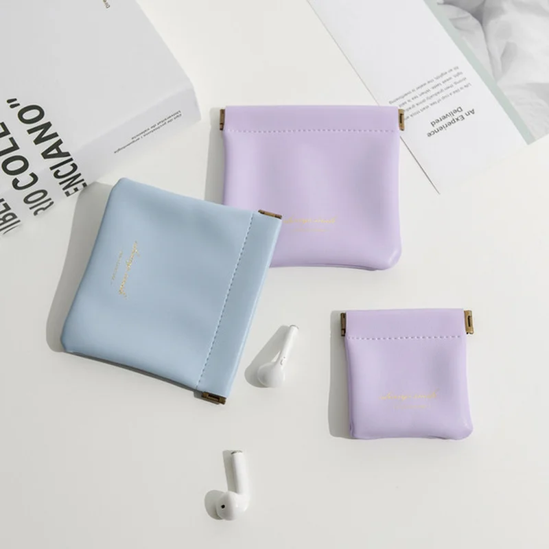 

Portable Airpods Protective Sleeve Mini Bag Ins Cosmetic Bag Small Earphone Sundries Lipstick Storage Bag PU Leather Small Bag