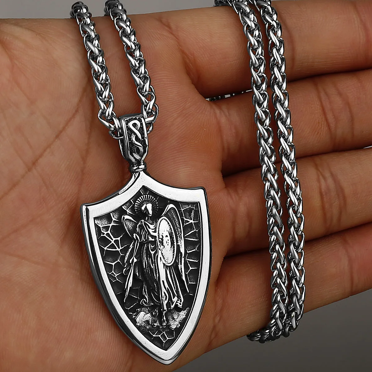 Модный амулет с ангелом арчанель Майкл кулон из нержавеющей стали крест крыло