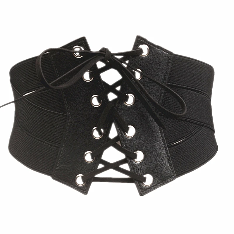 

Women's Fashion Elastic Stretch Wide Band Corset Waist Belt Corset Waistband Corset Around Cinch PU Leather Tie Bowknot