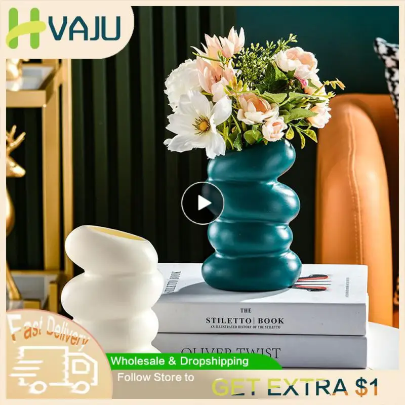 

Smooth Bottle Decorative Vase Environmental Health White Spiral Vase Wear-resistant And Durable Round Mouth No Burrs Flower Pot