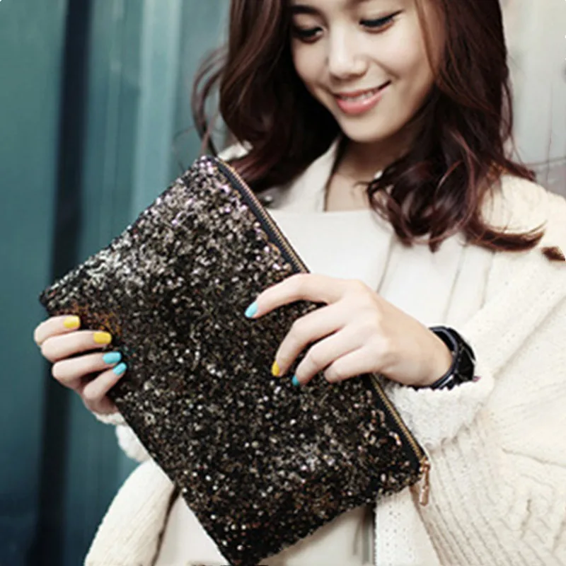 

Retro Luxury Sequins Hand Bag Package Clutch Bag Sparkling Dazzling Sequins Clutch Bags Purse bag Evening Party Clutch Bag
