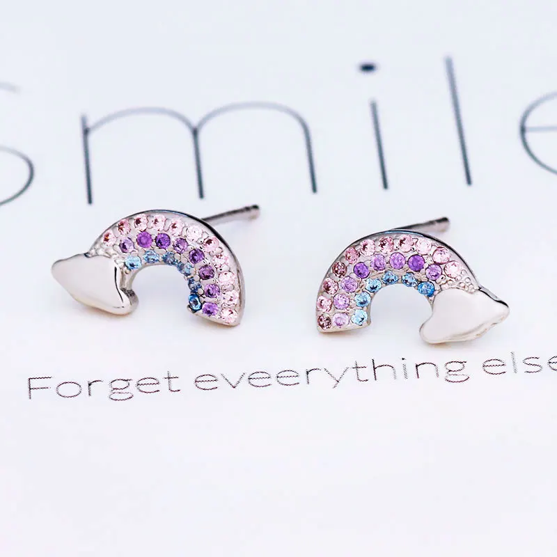 

Womens Stud Earrings Fashion Rainbow Stud Earrings Elegant Fashion Diamond Stud Earrings Exquisite Women Luxury Jewelry Gifts