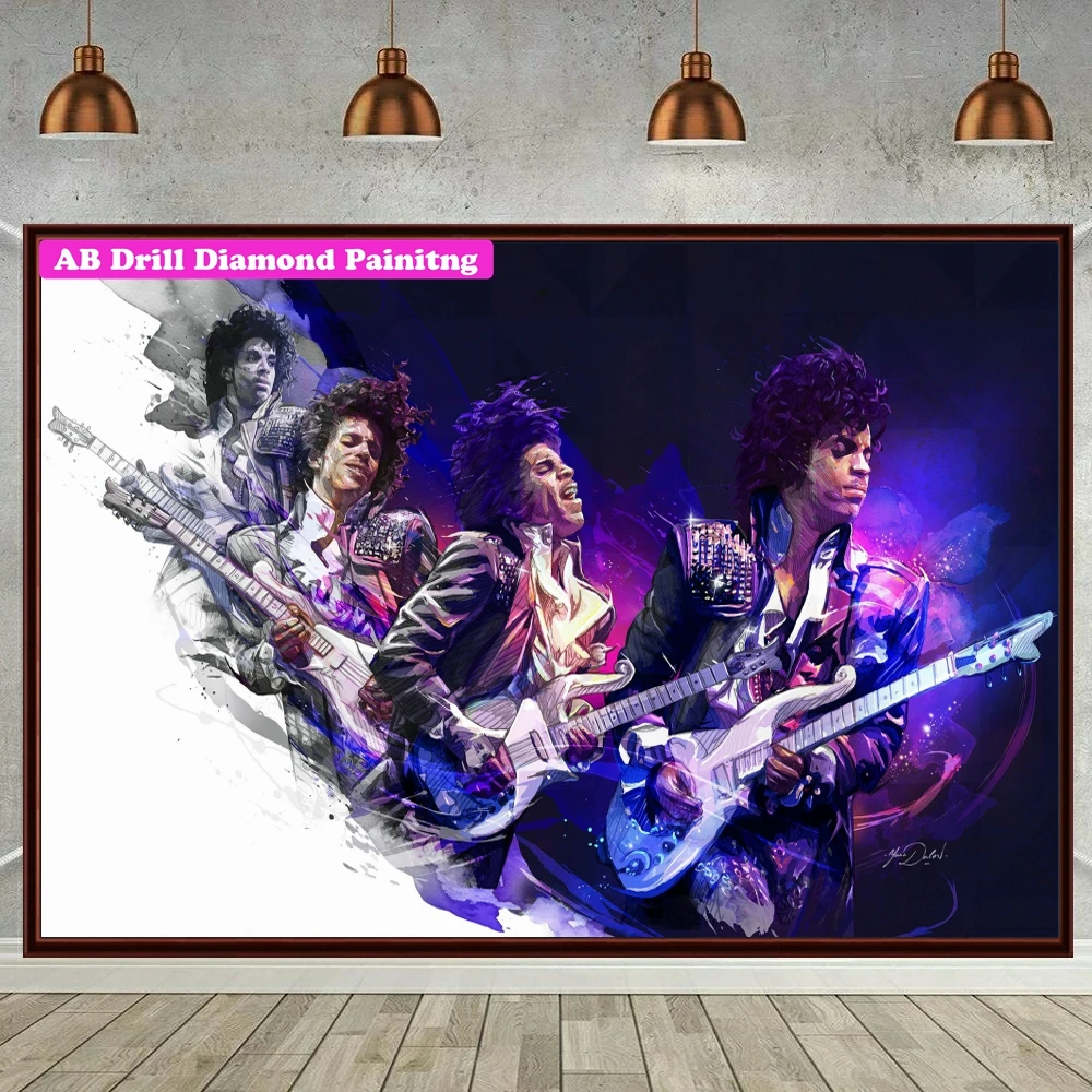 

5D AB Drills Diamond Painting Prince Purple Rain Singer Embroidery Art Full Square/Round Cross Stitch Mosaic Pictures Home Decor