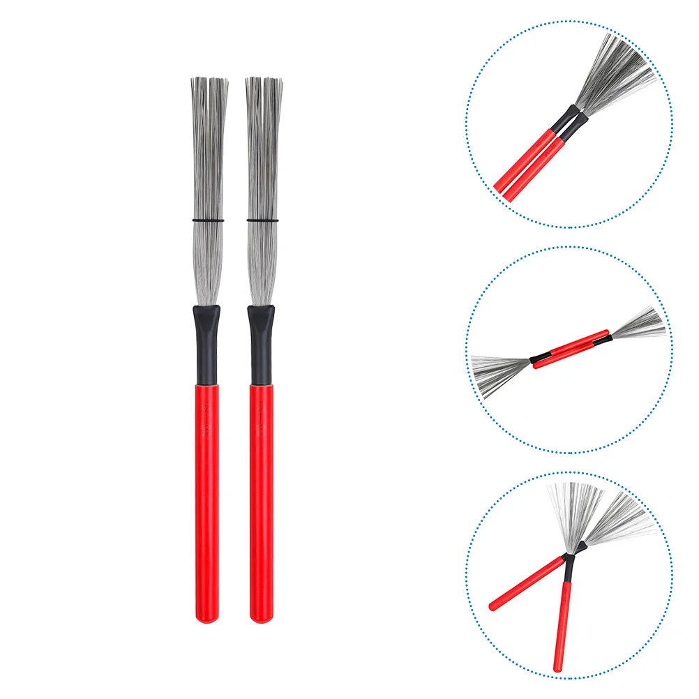 

2Pcs Wooden Handle Drum Brushes Drum Wire Brushes Drum Steel Wire Brushes