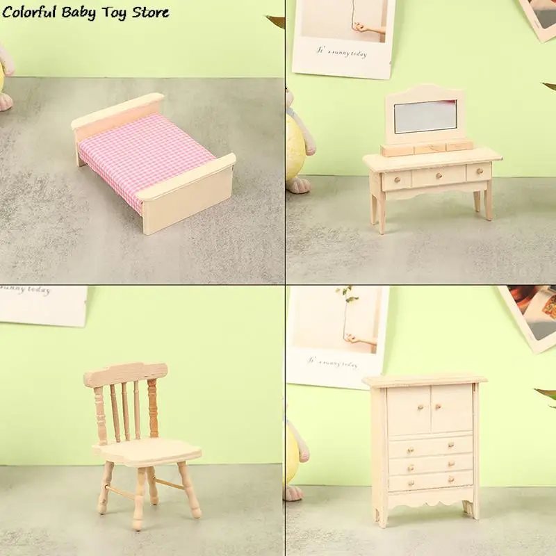 

Деревянная миниатюрная мебель для кукольного домика, набор аксессуаров для ролевых игр в стиле INS, для гостиной, спальни, имитация игры