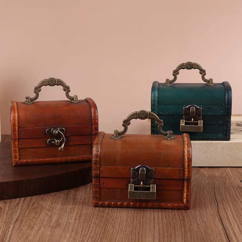 Деревянная шкатулка в стиле ретро ожерелье серьги ювелирные изделия замок с