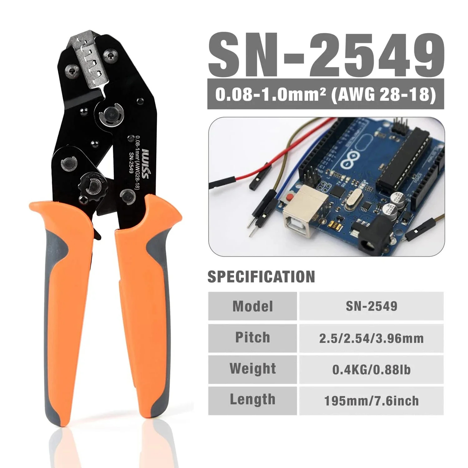 IWISS SN-2549 Клещи с храповым механизмом обжимной инструмент 0 08-1 мм 2 18-28AWG для клемм