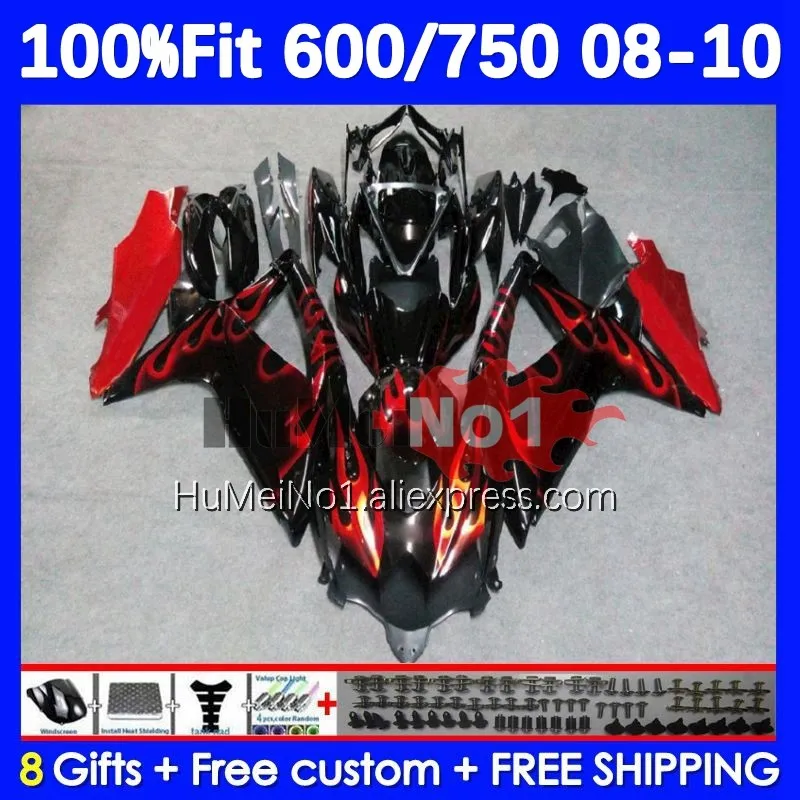 

Injection Body For SUZUKI GSXR-750 GSXR 600 750 17No.11 K8 GSXR600 GSXR750 08 09 10 GSXR-600 2008 2009 2010 Fairing red flames