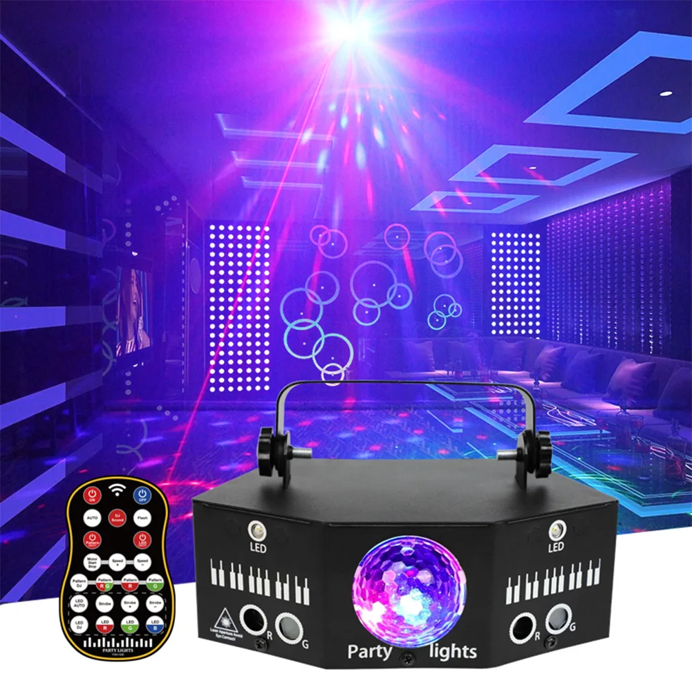 DJ Party Light Disco 3 In 1 Strobe Stage Lighting Effect LED Projector DMX 512 Sound Activated Stage Lamp Home Bar Party Club