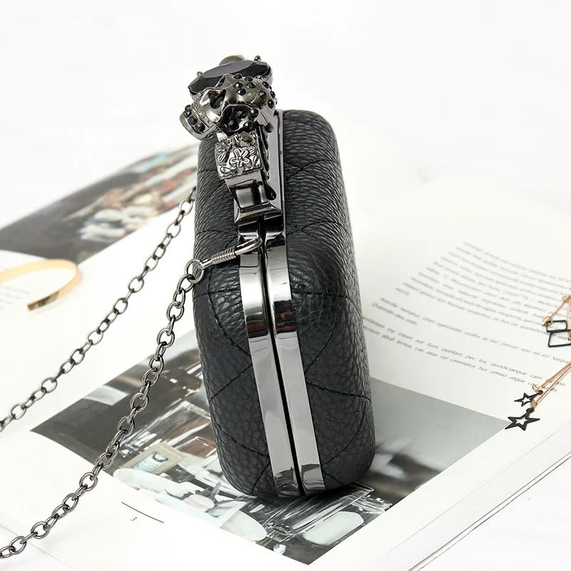Evening Purse Small Knucklebox Leather Party Bags Cheap Knuckle Box Ladies Wedding Ceremony Clutches Black Clutch for Women