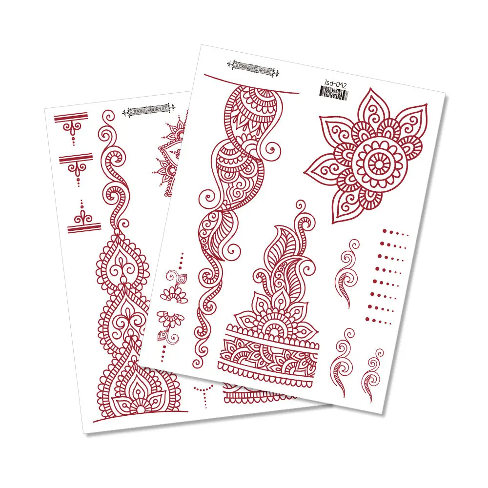 Темно-Бордовая татуировка хной для рук ног тела водостойкие Временные