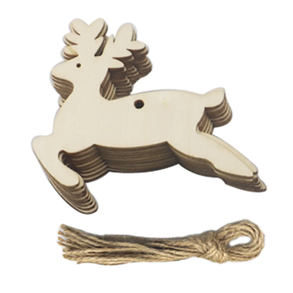 

10 шт., деревянные подвески для новогодней ёлки