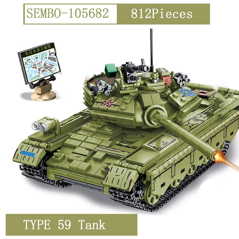 

SEMBO Type 59 Tank Building Blocks Military series Bricks Army Soldiers Weapon for Children's Toy 812Pcs