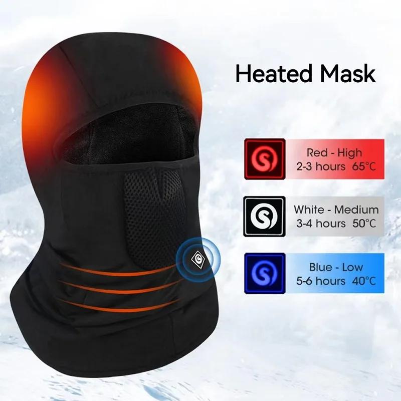 SNOW DEER Electric Motorcycle Mask For Men Rechargeable Heating Winter Ski Blaclava Women Warm Head Thermos Breathable