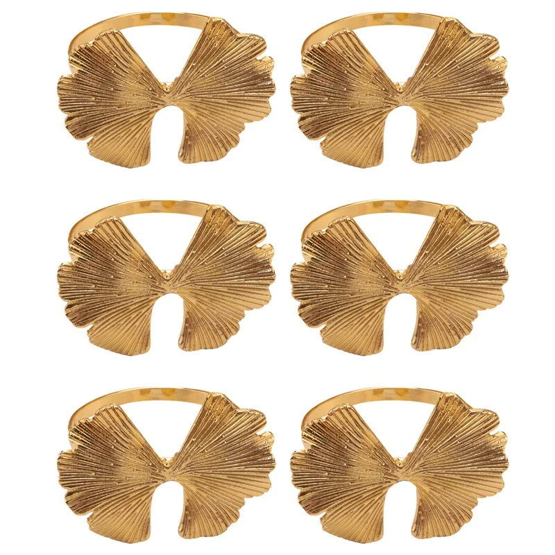 

6Pcs/Lot Retro Ginkgo Leaf Napkin Buckle Napkin Ring, Suitable For Dinner Decoration Of Wedding Hotel Banquet Table