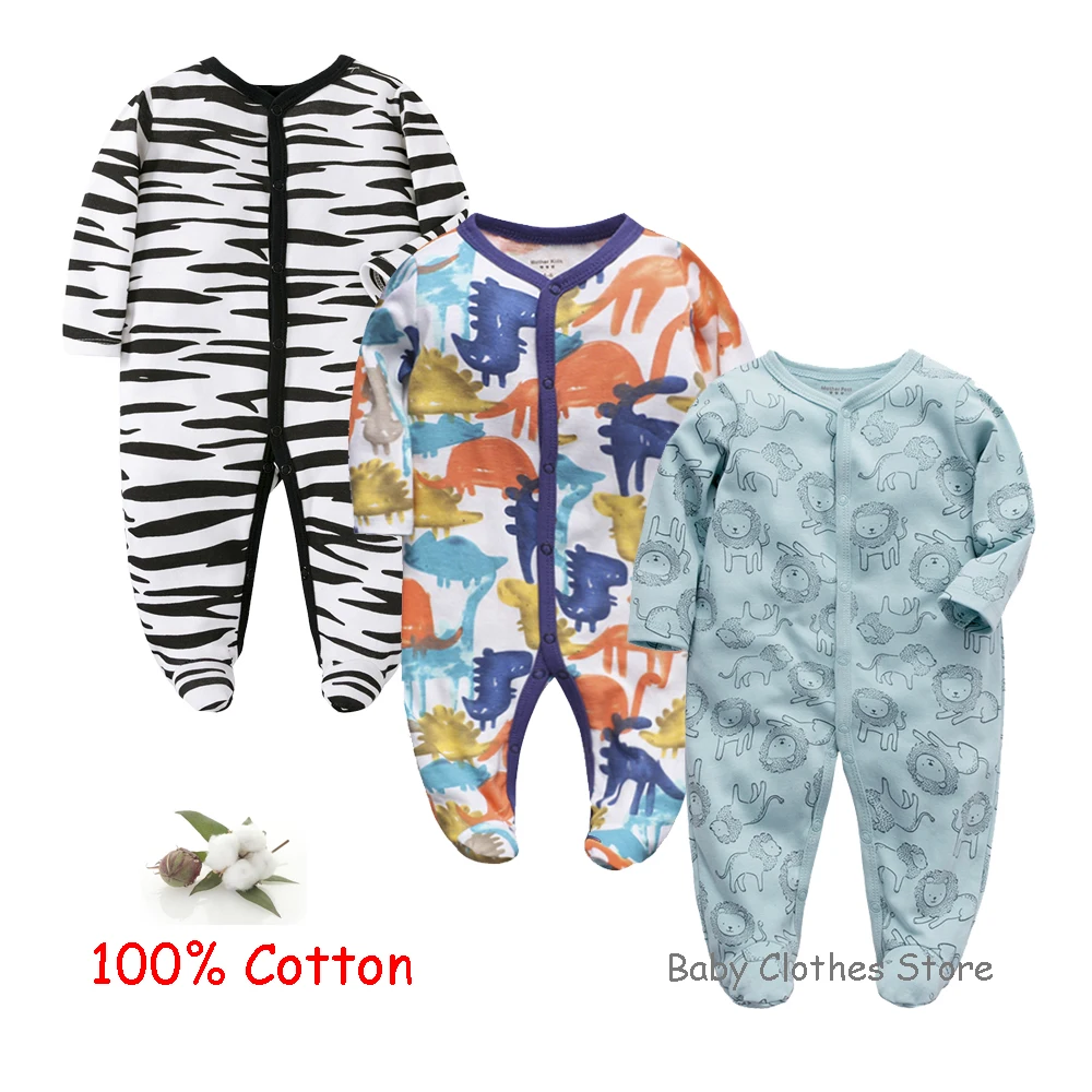 Newborn Baby Sleepsuits Boy Girl Rompers 3pcs Sleeper 100% Cotton Jersey Grow Pajamas Footies One-pieces Growings Roupa De Bebe