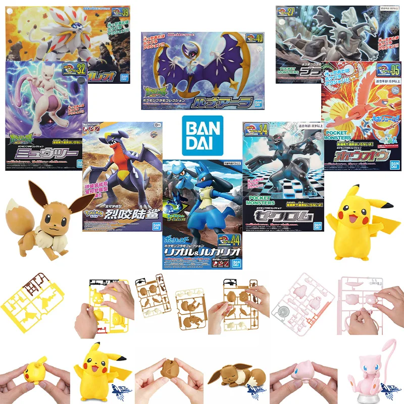 

Bandai Pokemon Elf Pikachu Zekrom Eevee Mewtwo Assembled Model Action Figure Solgaleo Garchomp Kyurem Dolls Toys Gifts Original
