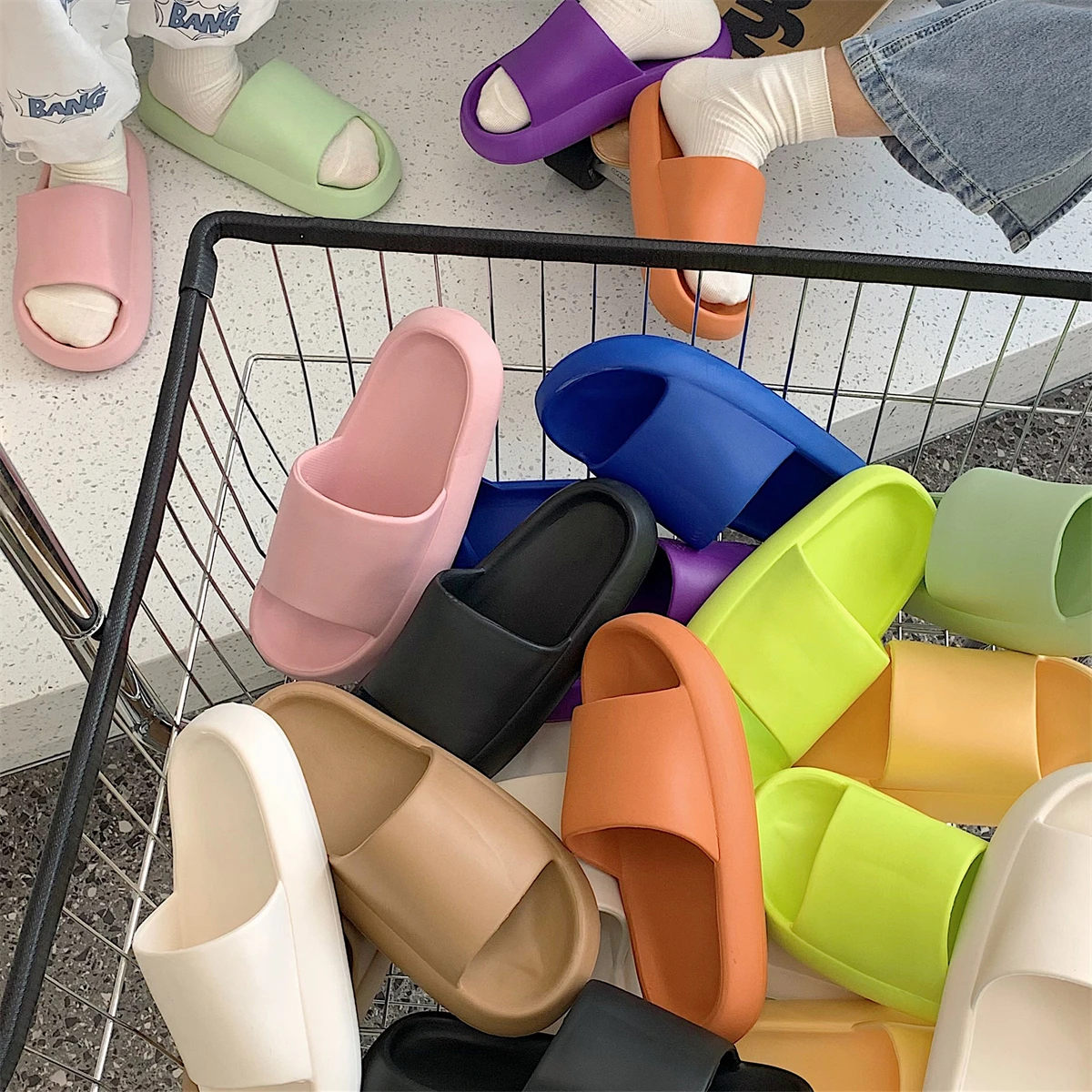

Women sandals ripped shoes men's beach shoes household slippers outdoor summer casual shoes cute graffiti zebra print flip flops