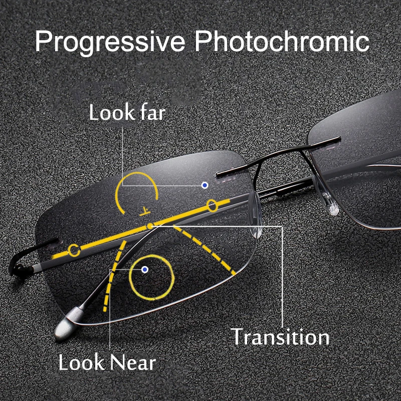 

Очки для чтения из титанового сплава для мужчин и женщин, многофокальные, с защитой от синего излучения, компьютерные очки без оправы, ульсветильник