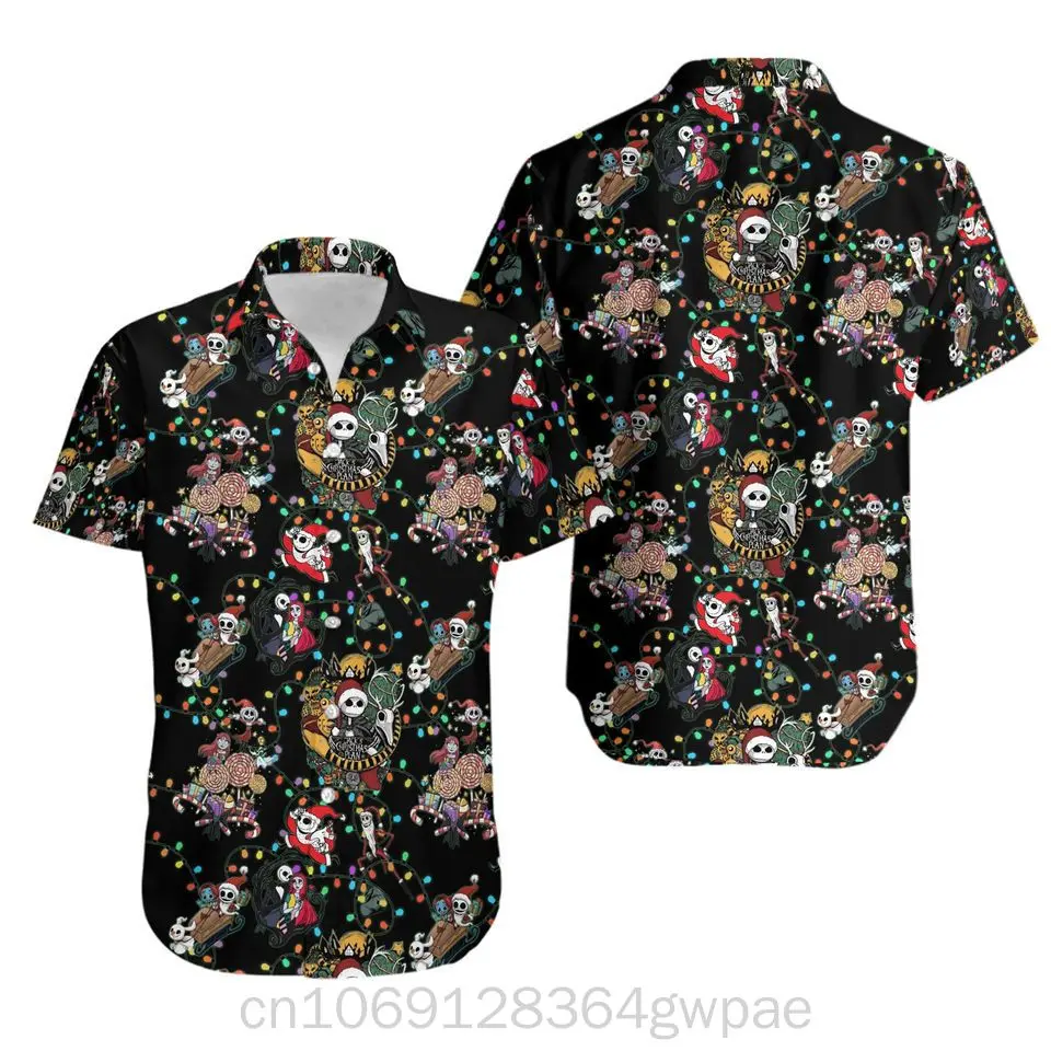 Гавайская рубашка с принтом Кошмар перед Рождеством Джек Скеллингтона Хэллоуин