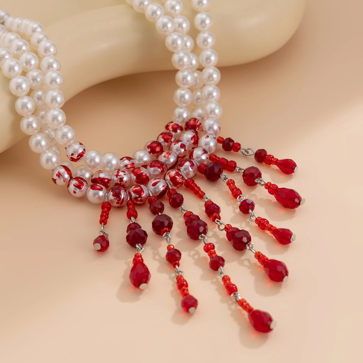 KunJoe Винтажное ожерелье с красными кристаллами и подвеской в виде капли крови для