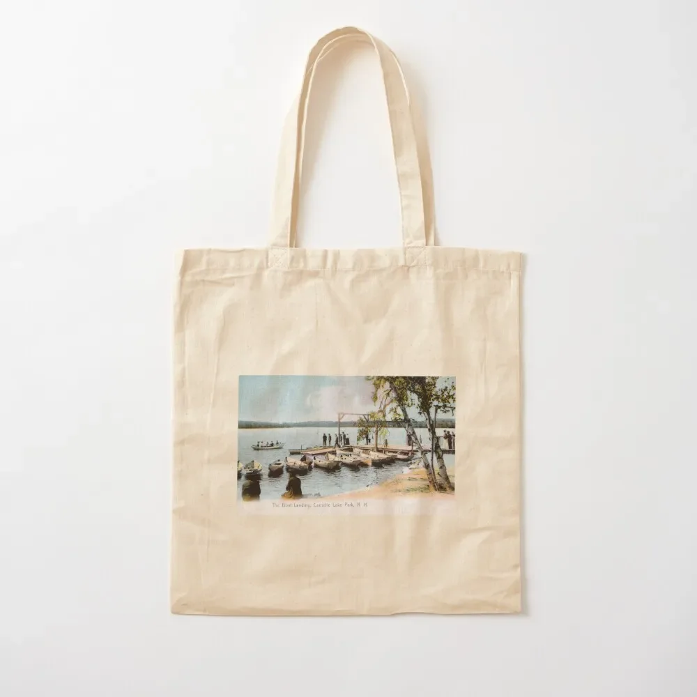 1910 Лодка посадки Canobie Lake New Hampshire Tote Bag Тканевые сумки Сумка-шоппер женская