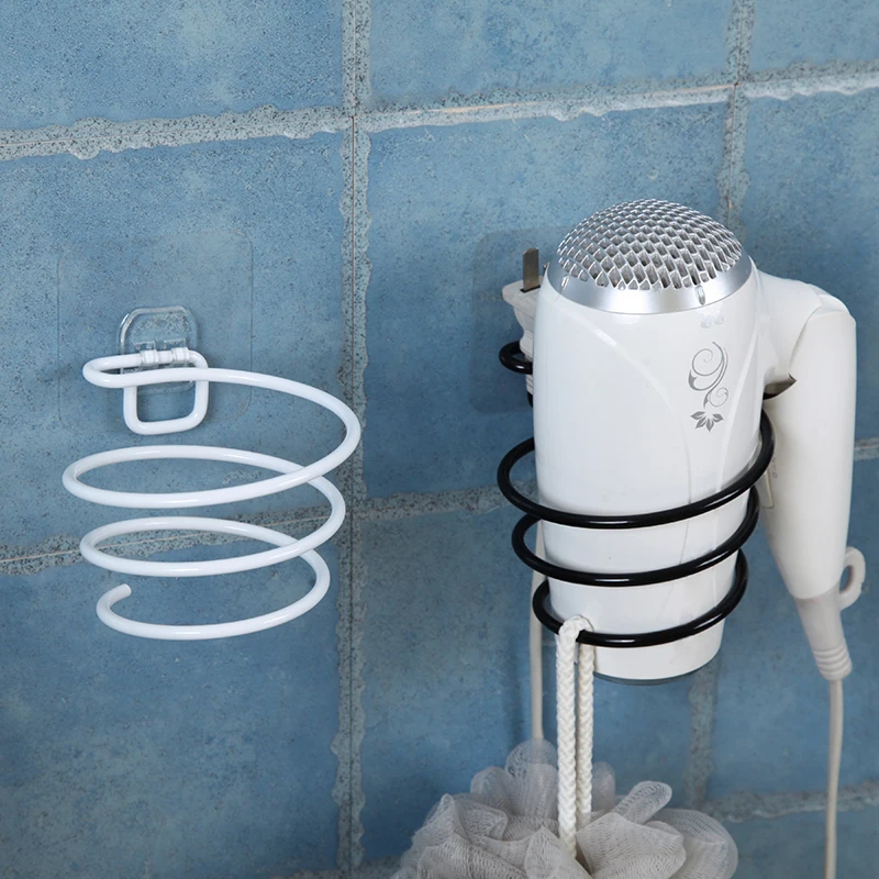 

Hair Dryer Support Hair Dryer Storage Box Adhesive Wall Mounted Nail Free Drilling Free Stainless Steel Spiral Support Bathroom