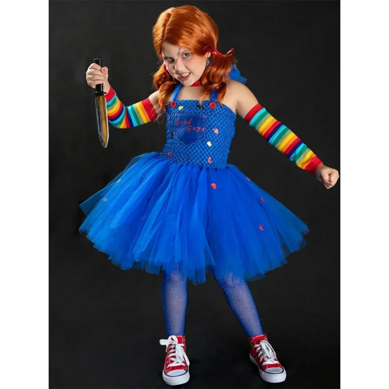 Детский костюм для косплея Чаки из фильмов ужасов детское пушистое платье на