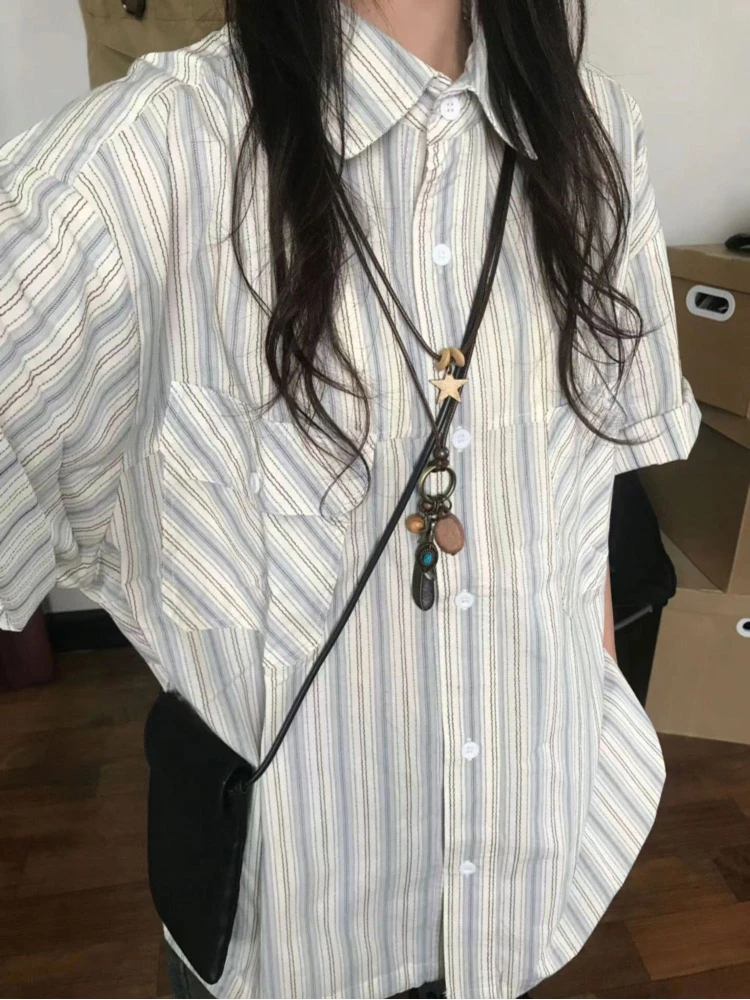 Женская Полосатая футболка с коротким рукавом повседневная дизайнерская в