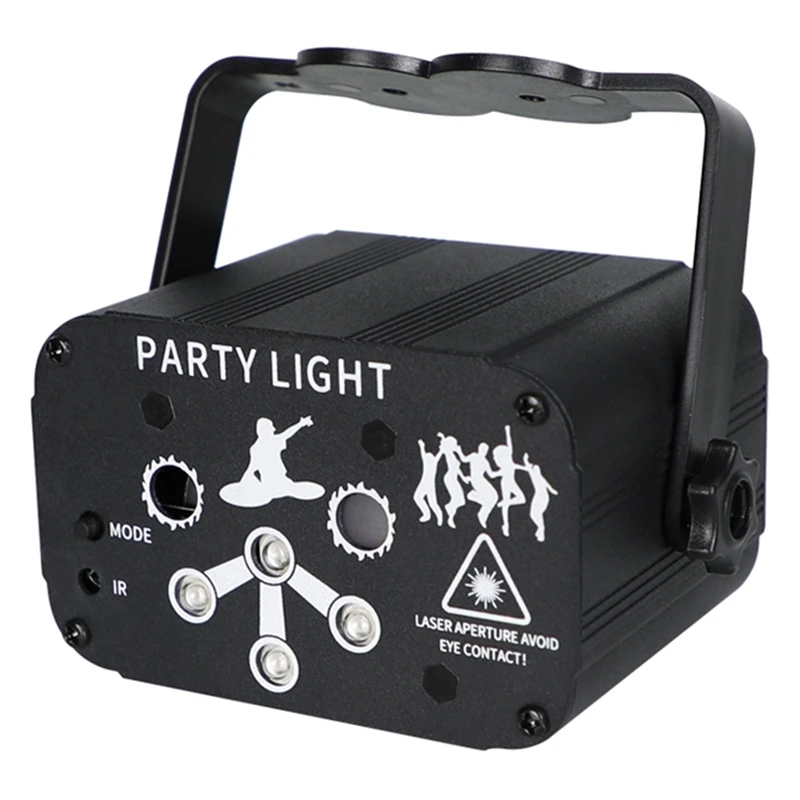 

6 Hole LED Disco Light 128 Pattern Projector Remote/Sound Activated RGB DJ Party Stage Light Christmas Lamp Decoration