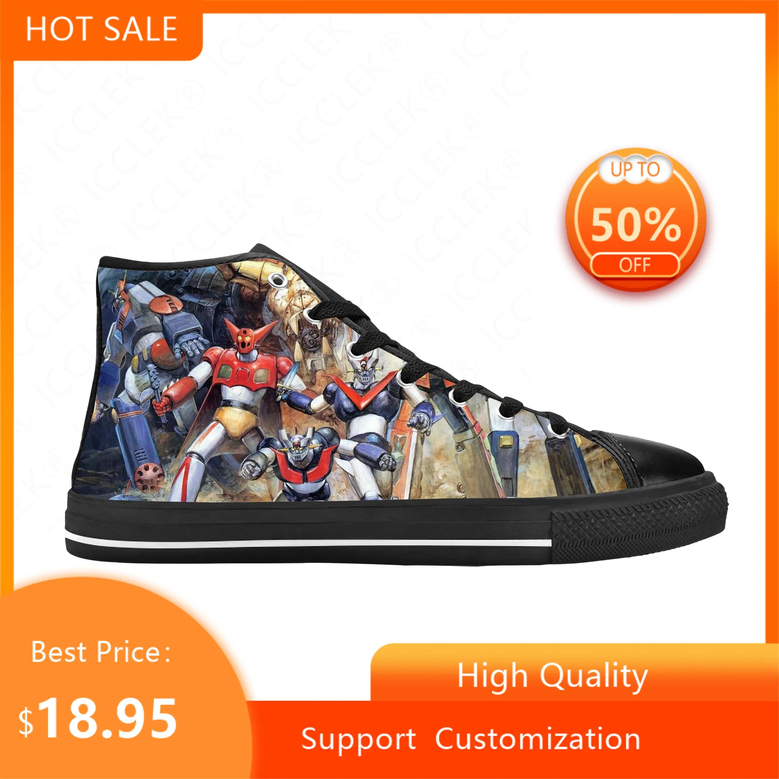 Кроссовки мужские/женские из ткани с высоким верхом и 3D-принтом