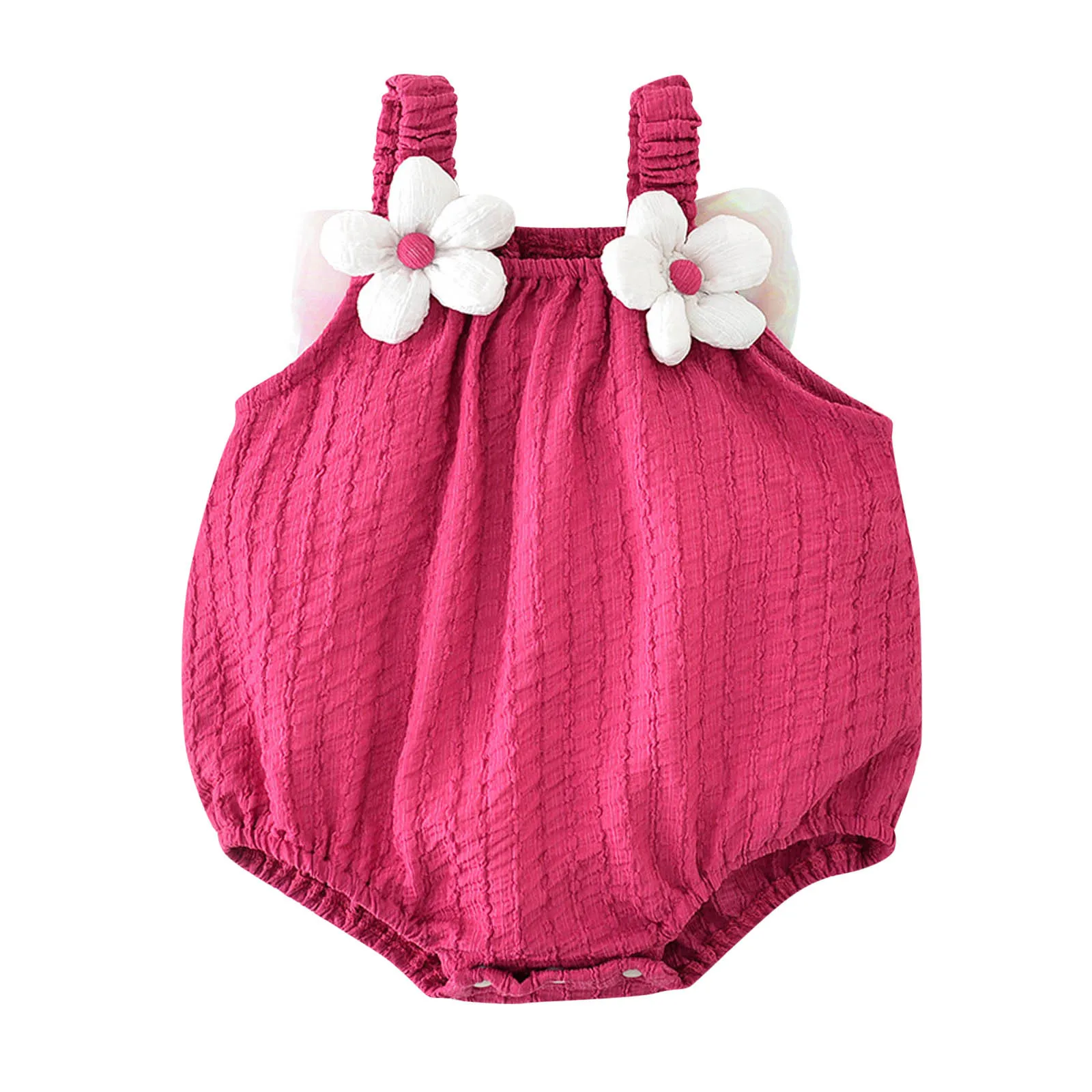 

Baby Girls 3D Flower Romper Bodysuit Newborn Infant Solid Color Summer Sleeveless Tulle Romper Jumpsuit Daily Wear Clothes 0-24M