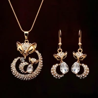 fox pendants collar pendientes jewelry set clear fox shape pendant chain necklace