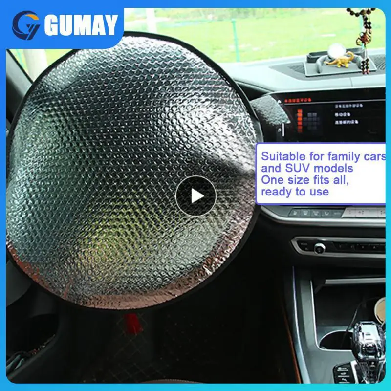 

Aluminum Foil Car Steering Wheel Cover Sunscreen Anti-uv Sunshade Sun Protection Foldable Car Interior Accessories Double Thick
