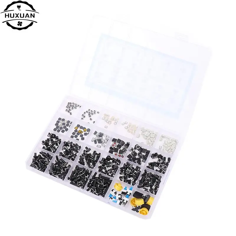 

460pcs 24 Values Tactile Push Button Switch SMD Micro Momentary Tact Switch Assortment Kit for Car Remote Control with Box
